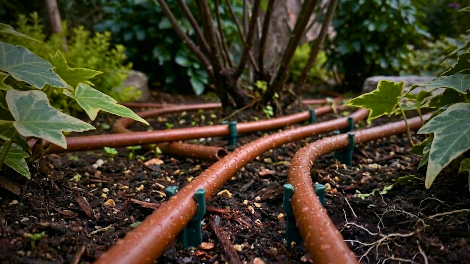 Installation d'un système d'irrigation automatique, arrosage goutte à goutte pour massif et gazon par un paysagiste à Lille
